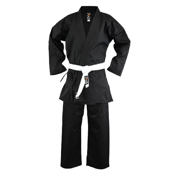 Adults Karate Polycotton Suit - Black 8oz - Click Image to Close